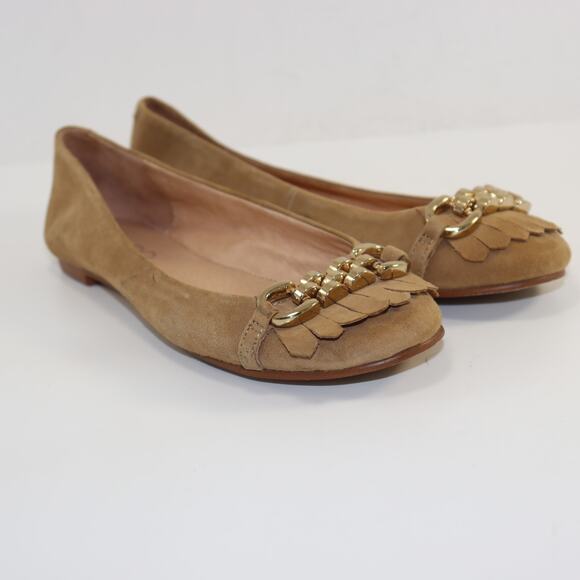 ALDO Tan Suede Chain Detail Loafers Flats Size 37 (US 6.5-7) - Picture 1 of 6